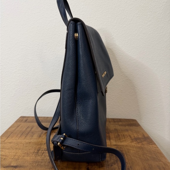 Michael Kors Hayes Blue Backpack Leather Michael Kors Dark Blue Hayes Backpack with Gold Lock main image 3